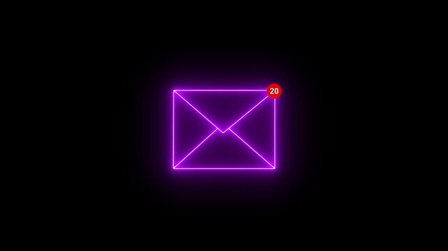 Mail inbox icon animation notification badge alert. Received message symbol for new email and inbox update. Email notification element for digital system interface. Received mail inbox check.