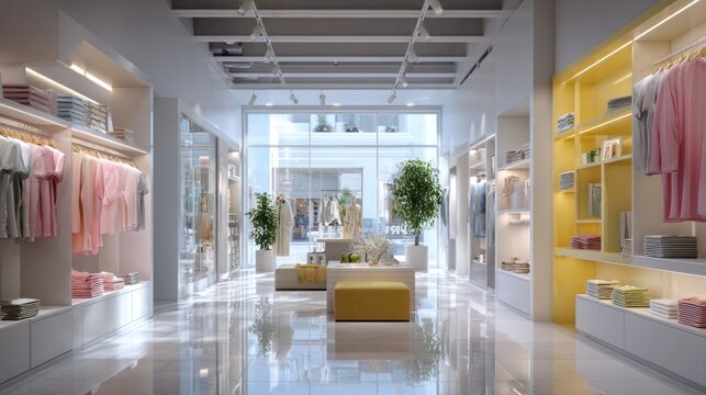modern boutique interior with bright lighting