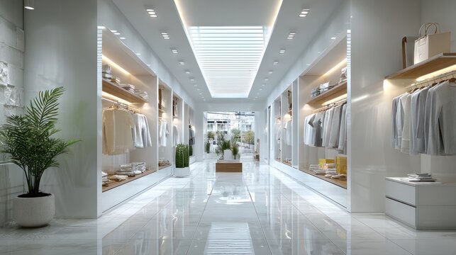 modern minimalist clothing store interior
