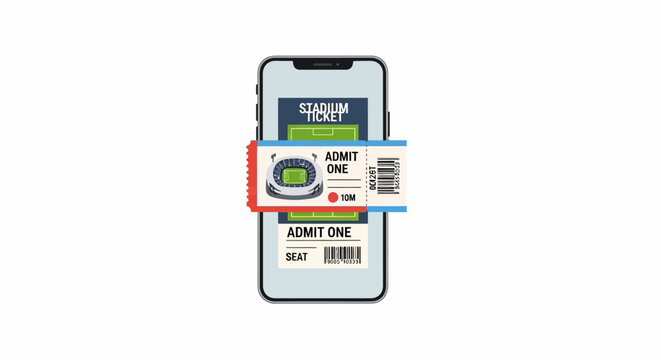 Mobile Phone Displaying Digital Stadium Ticket for Event Entry