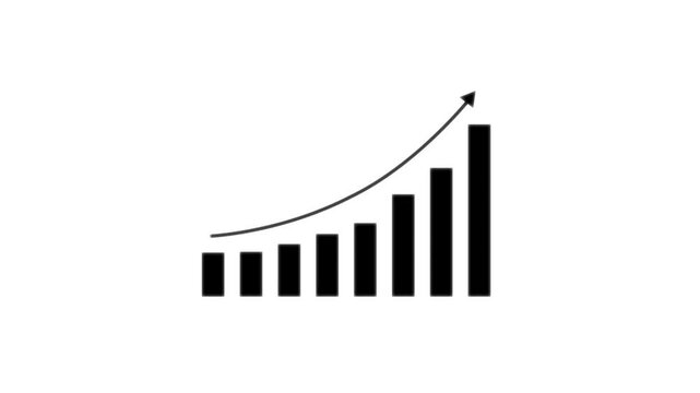 Growth, arrow up. Finance, Bar graph going up, Profit concept, positive increase chart. graph with rising up arrow and bar stats 4k video animation
