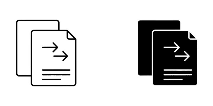 Document transfer and file sync vector icon set with document, transfer