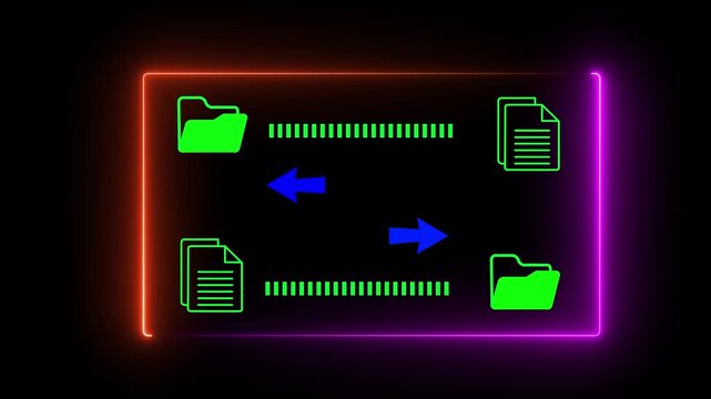 Document management system concept (DMS) on the transparent background. Software for archiving, Searching and managing files corporate document. Motion graphics of (DMS). 4k video animation