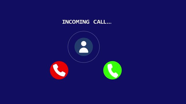 Incoming call ring icon background black Screen Animation of phone call Incoming call phone icon you receive the message animated, Incoming call ring icon on background.blue