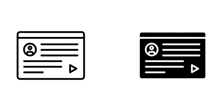 User profile web interface icon set for online registration and media