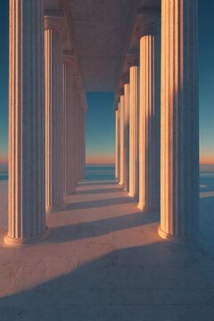 sunset through ancient columns