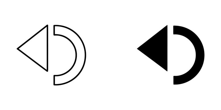 Left arrow directional UI button icon set with navigation direction interface