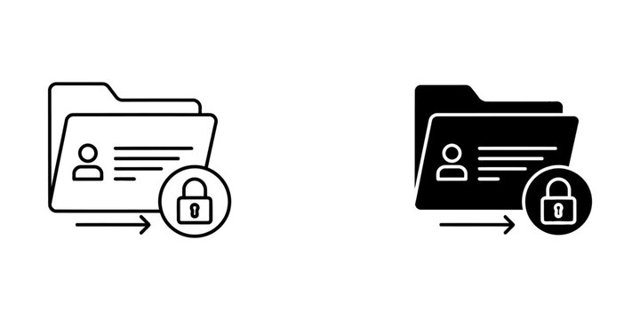 Locked personal user folder access icon set with restricted security password