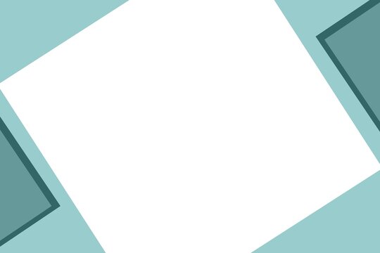 Minimalist Abstract Teal Blue Geometric Background Template with Central White Square Frame