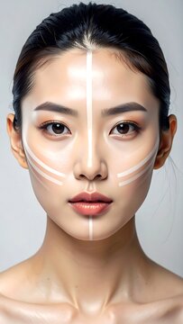 A woman with a facial diagram