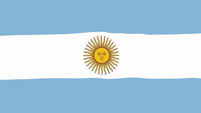 Waving Argentina National Flag 2D animation loop. Flat Color Flag Animation
