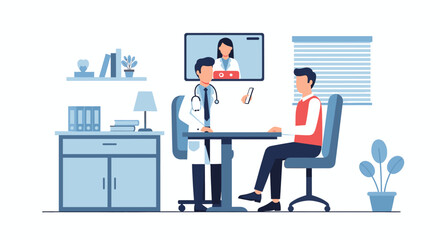 Fototapeta premium Doctor consulting patient in modern clinic office