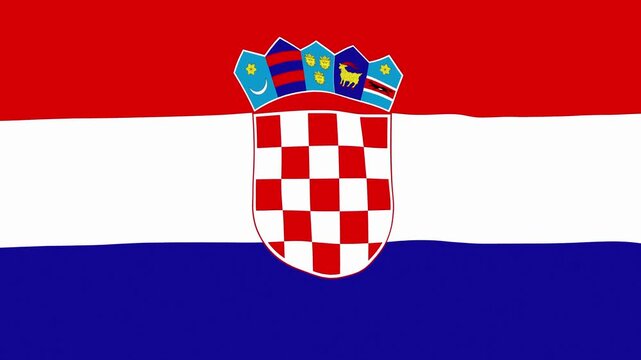 Waving Croatia National Flag 2D animation loop. Flat Color Flag Animation