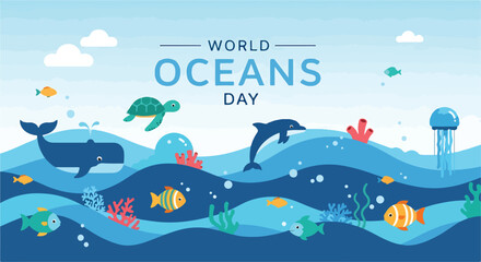 Vibrant ocean scene with sea creatures © Ridho