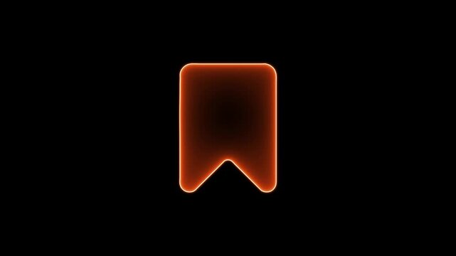 Neon glowing bookmark icon representing save, favorite, or mark content on a dark background.