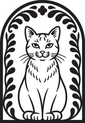 Fototapeta premium Black and white cat, within an ornate archway