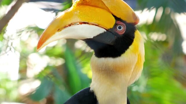Colorful Yellow Billed Toucan Perched on Tropical Branch in Rainforest Habitat