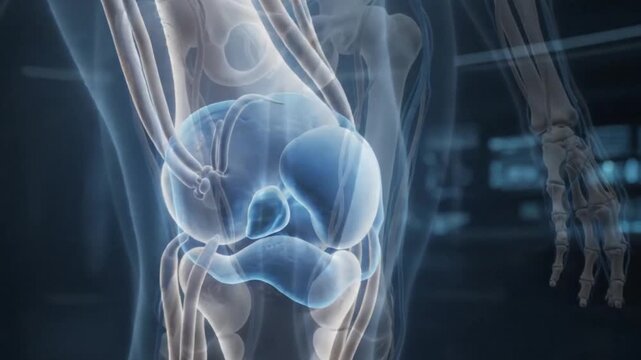 3D Medical Animation of Knee Anatomy, Patella Structure, and Lower Body Skeleton
