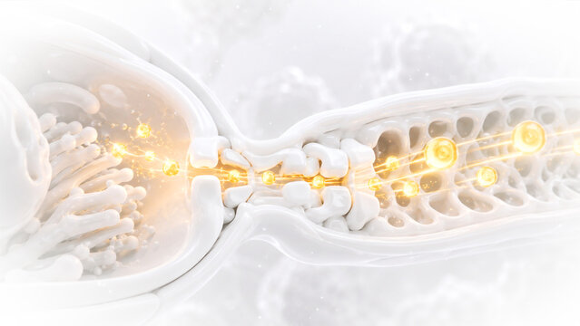 Phloem Loading Conceptual 3D Illustration, Plant Biology and Sucrose Transport Process in Ethereal White Ceramic and Gold Light Style, High-Key Scientific Rendering