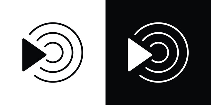 Livestream icon clipart in black and white, best for apps and web