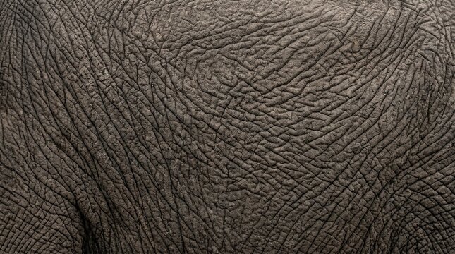 Extreme close-up macro shot of grey elephant skin texture with deep wrinkles and furrows
