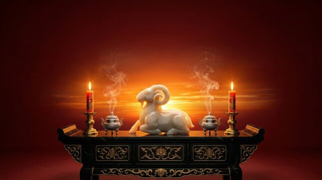Chinese New Year: shio goat, and candle 