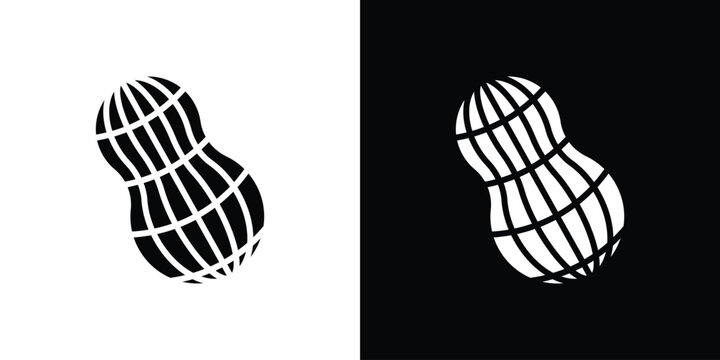 Peanut icon clipart in black and white, best for apps and web