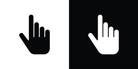 Obraz premium Pointing hand icon clipart in black and white, best for apps and web