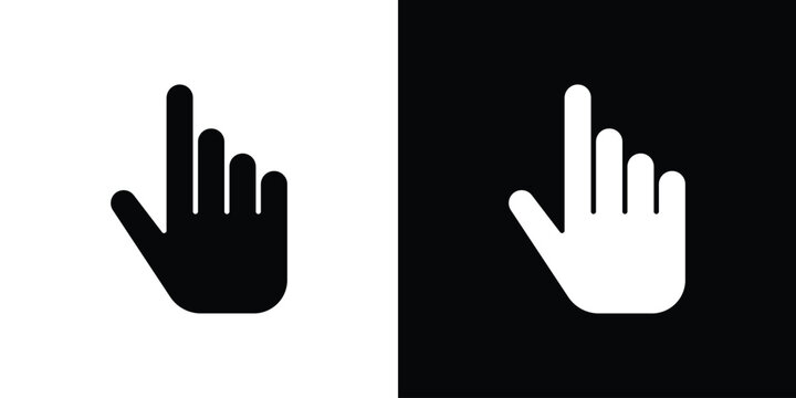 Pointing hand icon clipart in black and white, best for apps and web