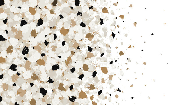 Abstract pale sand yellow brown black and white resin epoxy floor design chip pattern similar to terrazzo style