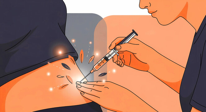 Medical professional administering an injection into a patient's arm. Nurse giving a vaccine or medication using a syringe. Healthcare vaccination concept, ideal for medical awareness campaigns.