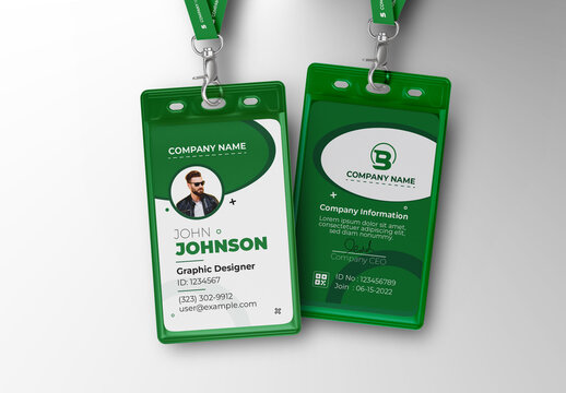 Green Employee ID Card Template
