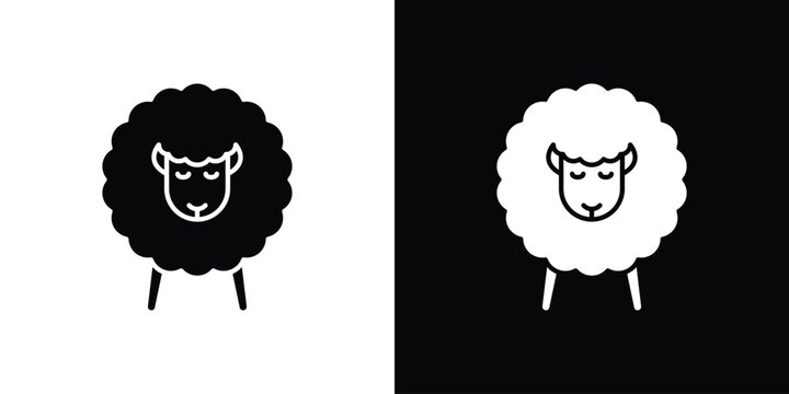 Sheep icon clipart in black and white, best for apps and web