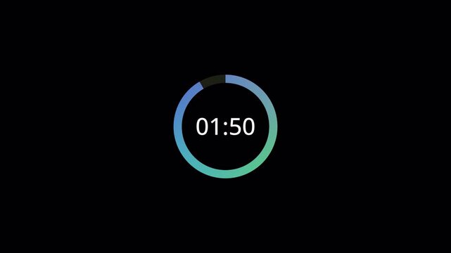 Two minute countdown animation with alpha channel, Two minutes countdown timer on a transparent background, 2 minute countdown video