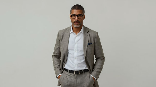 Senior male model portrait smart casual confident expression natural lighting