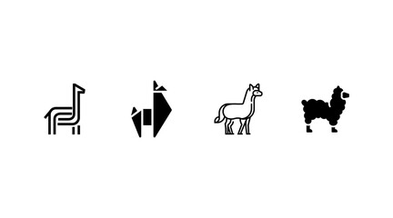 Set of llama and alpaca icons, minimalist vector illustrations of camelids for branding and design © AchmadFadhil