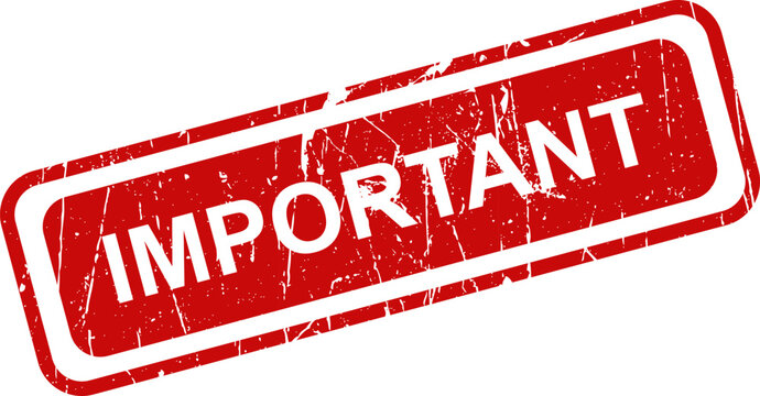 A red important stamp on a white background with a distressed texture