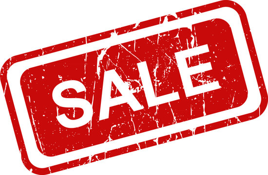 Distressed red sale stamp graphic promotional discount offer isolated on white