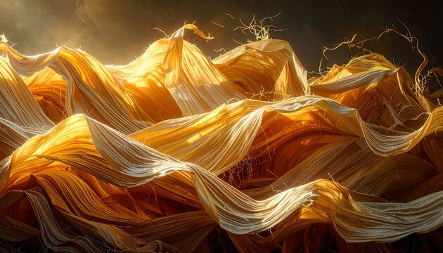 Abstract golden dry corn husks texture background.
