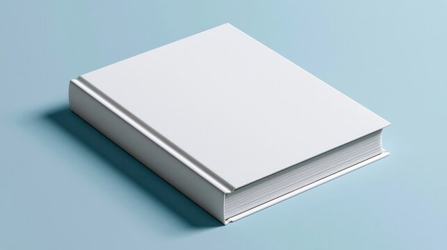 Book is positioned on a solid blue backdrop to serve as a versatile template for professional design work.