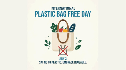Fototapeta premium Minimalist eco-friendly illustration of a reusable tote bag for sustainable shopping and plastic waste reduction
