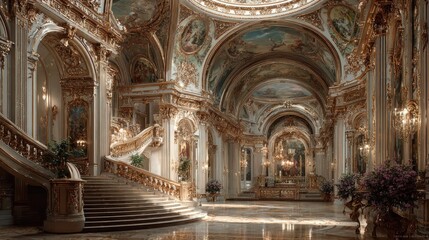 Fototapeta premium grand baroque palace interior with ornate details