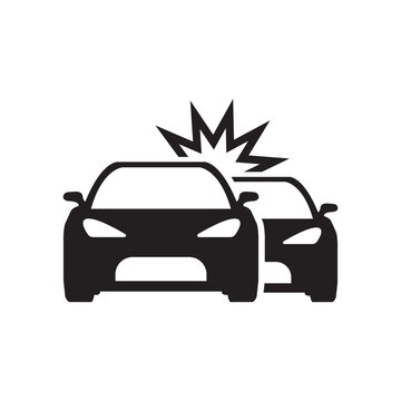 car crash black simple icon on white background for web