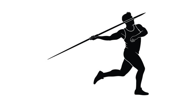 javelin thrower in action dynamic sports silhouette
