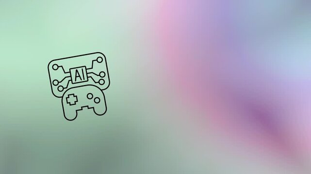 Artificial Intelligence gaming icon illustration with joystick, Machine Learning, and Innovation