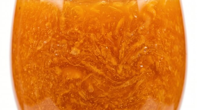 Delicious homemade citrus marmalade with orange zest and pulpy texture in a glass jar ideal for healthy breakfast toast and snacks