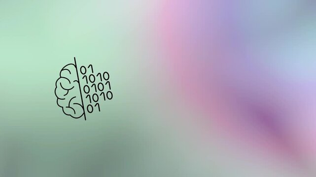 Artificial Intelligence binary code icon illustration, Machine Learning, and Innovation