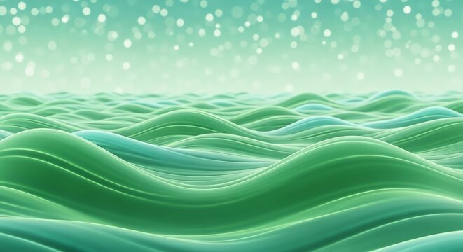 Futuristic Green Data Wave Landscape for Tech Presentation