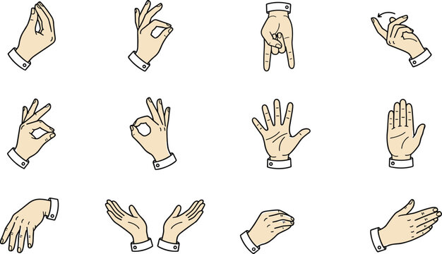 Traditional Italian Hand Gestures and Expression Icon Set with Cultural Finger Symbols and Phrases for Graphic Projects, Educational Content, and Media Designs