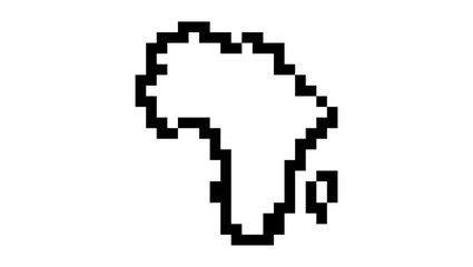 Obraz premium Africa continent logo in pixel art style, black isolated vector silhouette